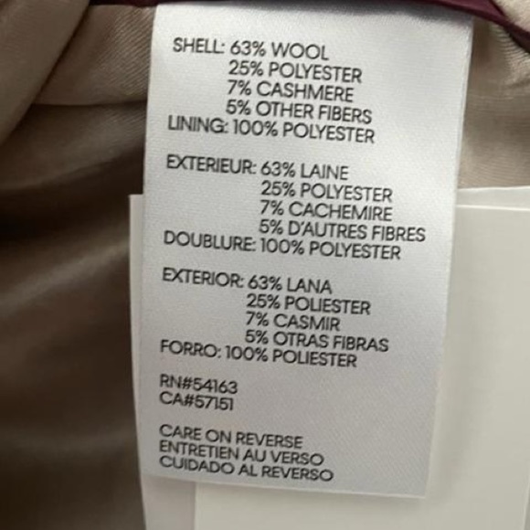 NWT Calvin Klein Classic Single Breasted Wool Cashmere Coat in Camel - Picture 11 of 15